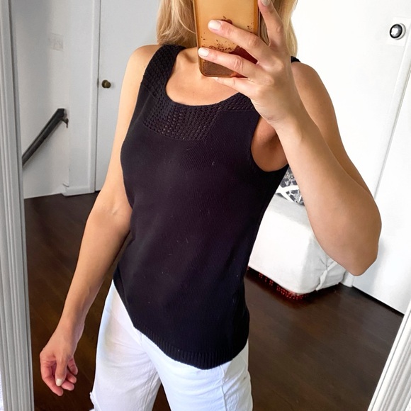🖤 CHELSEA & THEODORE BLACK KNIT CLASSIC SUMMER TANK TOP! - Picture 3 of 9